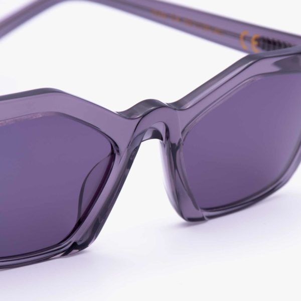 Sustainable gray sunglasses bridge detail