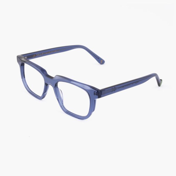 Proud Eyewear's Begur model, blue, perspective view of own style spectacles