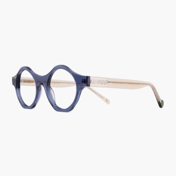 Lateral Gafas redondas de diseño Proud eyewear Punta Paloma bicolor azul