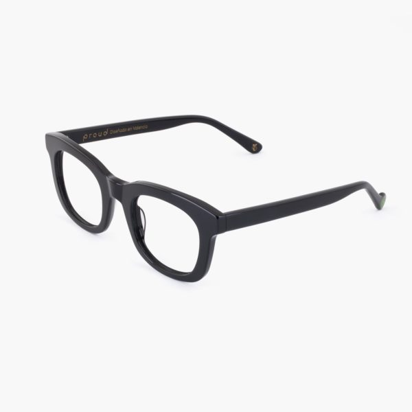 Vista superior gafas de acetato grueso Trengandín de Proud Eyewear color negro